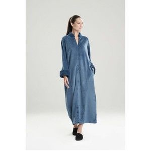 NATORI Womens Robe Size Small S Faux Shearling Plush Zip Up Caftan Style Purple